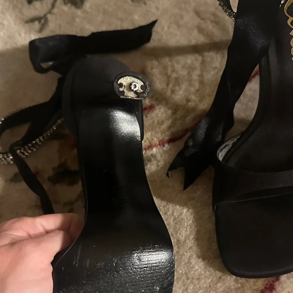 Nina Elegant Black Heels with Sparkling Strap